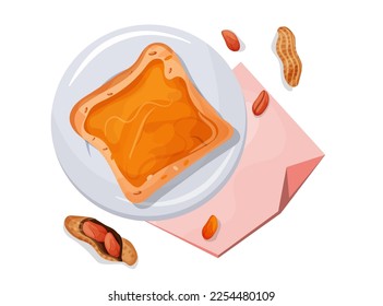 Peanut Butter Lover's Day. Peanut butter sandwich on a plate with nuts. Vector illustration. template for web design, banner, advertising, postcard