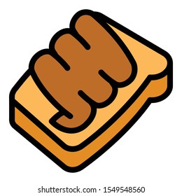 Peanut butter on bread icon. Outline peanut butter on bread vector icon for web design isolated on white background