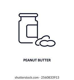 peanut butter outline icon.  Thin line icon from fast food collection. Editable vector isolated on white background