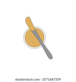 Peanut Butter with spreading knife vector illustration on white background