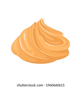 Ropa de mantequilla de cacahuete o de nata de caramelo aislada de fondo blanco. Ilustración vectorial de mousse dulce en estilo plano de dibujos animados. Icono de Comida.