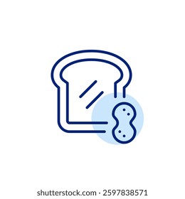 Peanut butter toast. American breakfast sandwich. Pixel perfect, editable stroke vector icon
