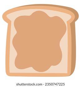 peanut butter toast bread breakfast food for morning. Vector slice of bread or toast with a peanut butter isolated illustration