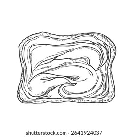 Peanut Butter Toast sketch. Illustration isolated on white background.