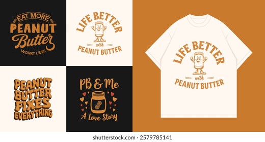 Peanut butter t-shirt and national peanut butter lover's day t-shirt design bundle