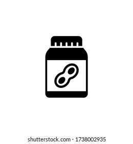 Peanut butter vector icon in black solid flat design icon isolated on white background