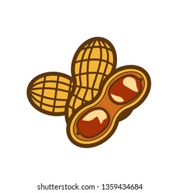 Peanut butter vector icon. Cartoon illustration of peanut icon for web design. Nuts emblems and labels isoleted on white backgraund