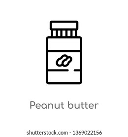 peanut butter vector line icon. Simple element illustration. peanut butter outline icon from fast food concept. Can be used for web and mobile