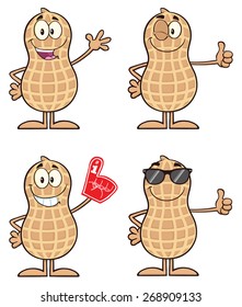 Peanut Cartoon Character 1. Vector Collection Set Isolated On White