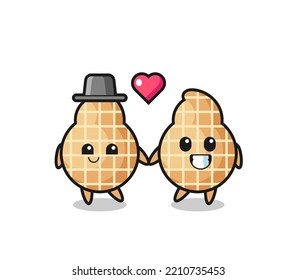 peanut cartoon character couple with fall in love gesture , cute design