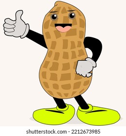 Peanut Cartoon. flat simple cartoon and mascot style. suitable for symbol logos and shirt designs
