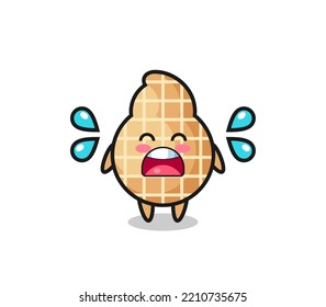 peanut cartoon illustration with crying gesture , cute design