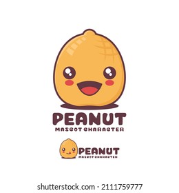 peanut cartoon illustration, with a happy expression, suitable for, logos, prints, stickers, etc, isolated on a white background.