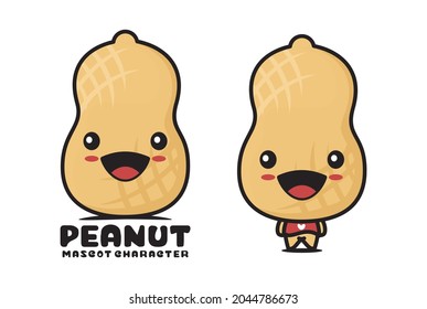 peanut cartoon mascot, isolated on white background, suitable for logos, packaging labels, stickers, etc.