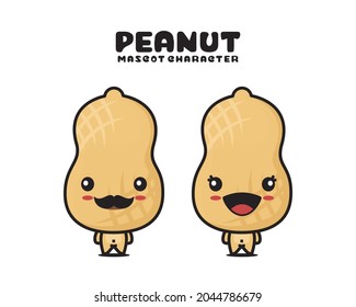 peanut cartoon mascot, isolated on white background.