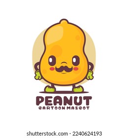 Peanut cartoon mascot. plant vector illustration. isolated on a white background