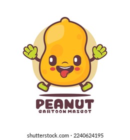 Peanut cartoon mascot. plant vector illustration. isolated on a white background