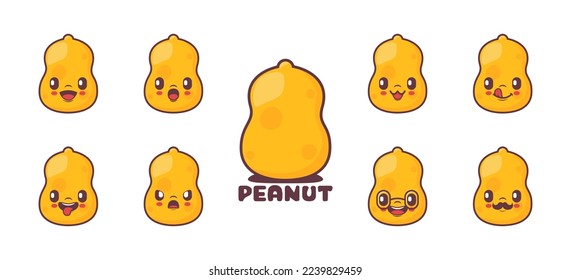 Peanut cartoon. plant vector illustration. icon, expression.