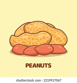 Peanut cartoon vector icon illustration isolated