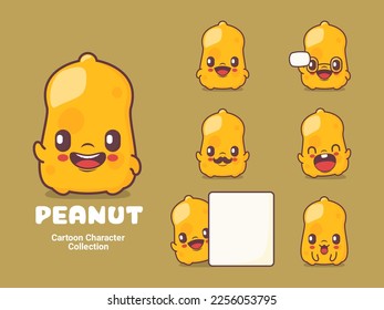 peanut cartoon. vector illustration with different expressions