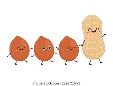 Peanut cartoon vector. Peanut on white background.