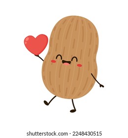 Peanut cartoon vector. Peanut on white background.