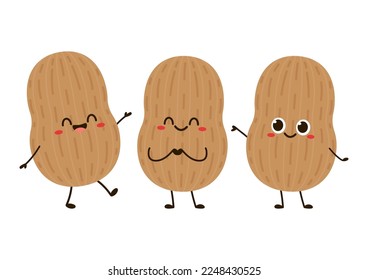 Peanut cartoon vector. Peanut on white background.