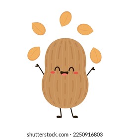 Peanut cartoon vector. Peanut on white background.