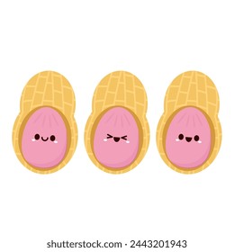 Peanut cartoon vector. Peanut on white background.