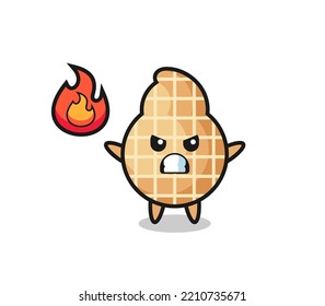 peanut character cartoon with angry gesture , cute design