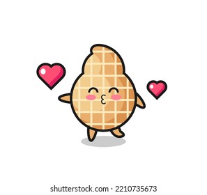 peanut character cartoon with kissing gesture , cute design