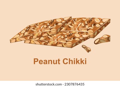 Peanut Chikki indische Süßigkeiten oder Mithai Food Vektorgrafik.