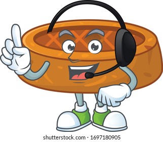 Peanut cookies cartoon character style speaking on headphone
