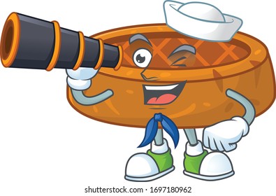 Peanut cookies in Sailor cartoon character style using a binocular