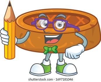 Peanut cookies student cartoon character studying with pencil