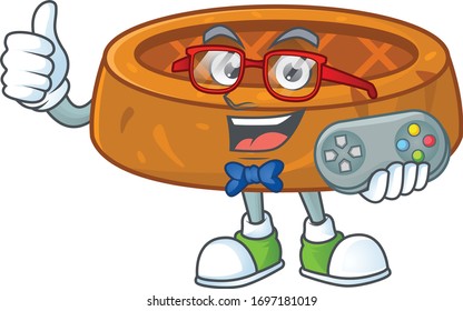 Peanut cookies talented gamer mascot design play game with controller