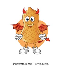 peanut demon with wings character. cartoon mascot vector