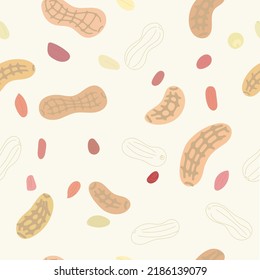 peanut drawn  vector seamless pattern  background