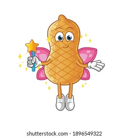 peanut fairy with wings and stick character. cartoon mascot vector