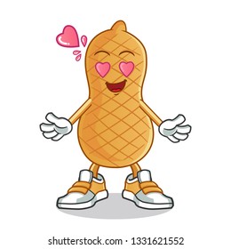 peanut fall in love mascot vector cartoon illustration