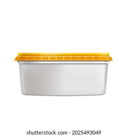 Peanut Fat Butter Blank Plastic Container Vector. Milk Sweet Product Packaging For Storage Fatty Butter, Delicious Breakfast Ingredient For Sandwich. Fatty Food Mockup Realistic 3d Illustration