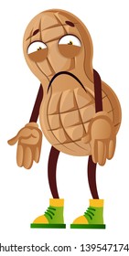 Peanut feeling tired, illustration, vector on white background.