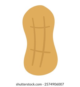 Peanut. Flat illustration. Hand drawn vector icon on white background.