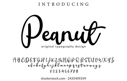 Peanut Font Stylish brush painted an uppercase vector letters, alphabet, typeface