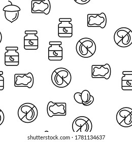 Peanut Food Vector Seamless Pattern Thin Line Illustration