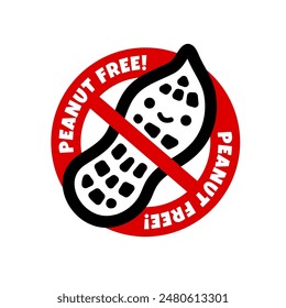"Peanut Free" label sign vector illustration isolated on white