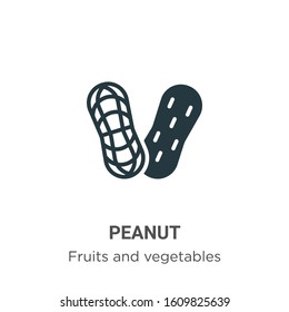 Peanut glyph icon vector on white background. Flat vector peanut icon symbol sign from modern fruits collection for mobile concept and web apps design.