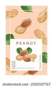 Peanut or Groundnut packaging design templates, watercolour style vector illustration.