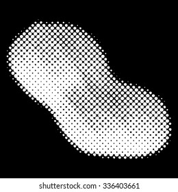 Peanut as halftone illustration on black background