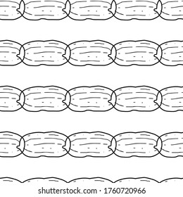 Peanut hand drawn vector seamless pattern. Outline monochrome texture made in doodle style.Fruit 
background for package, merch, wallpaper, menu and other design.